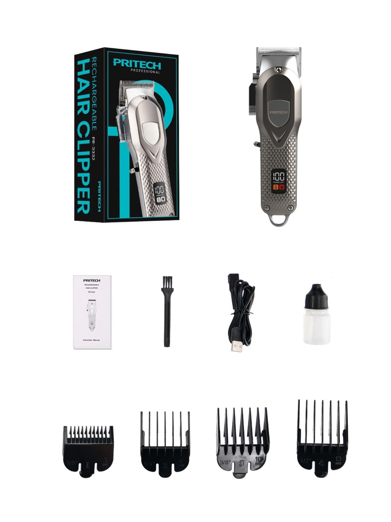 Cordless Hair Clipper with LED Display Unique Oils