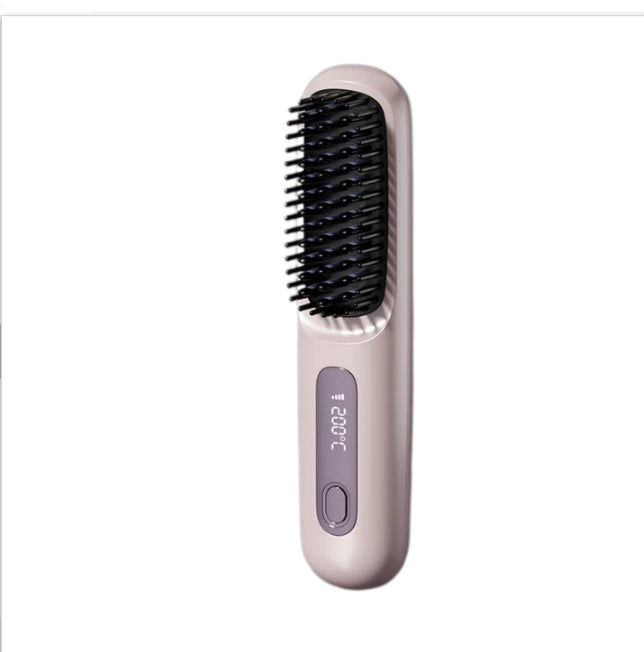2 In 1 Straight Hair Comb Wireless Hair Straightener Brush Hair Fast Heating Portable Hot Curler USB Charging Elyvora LLC
