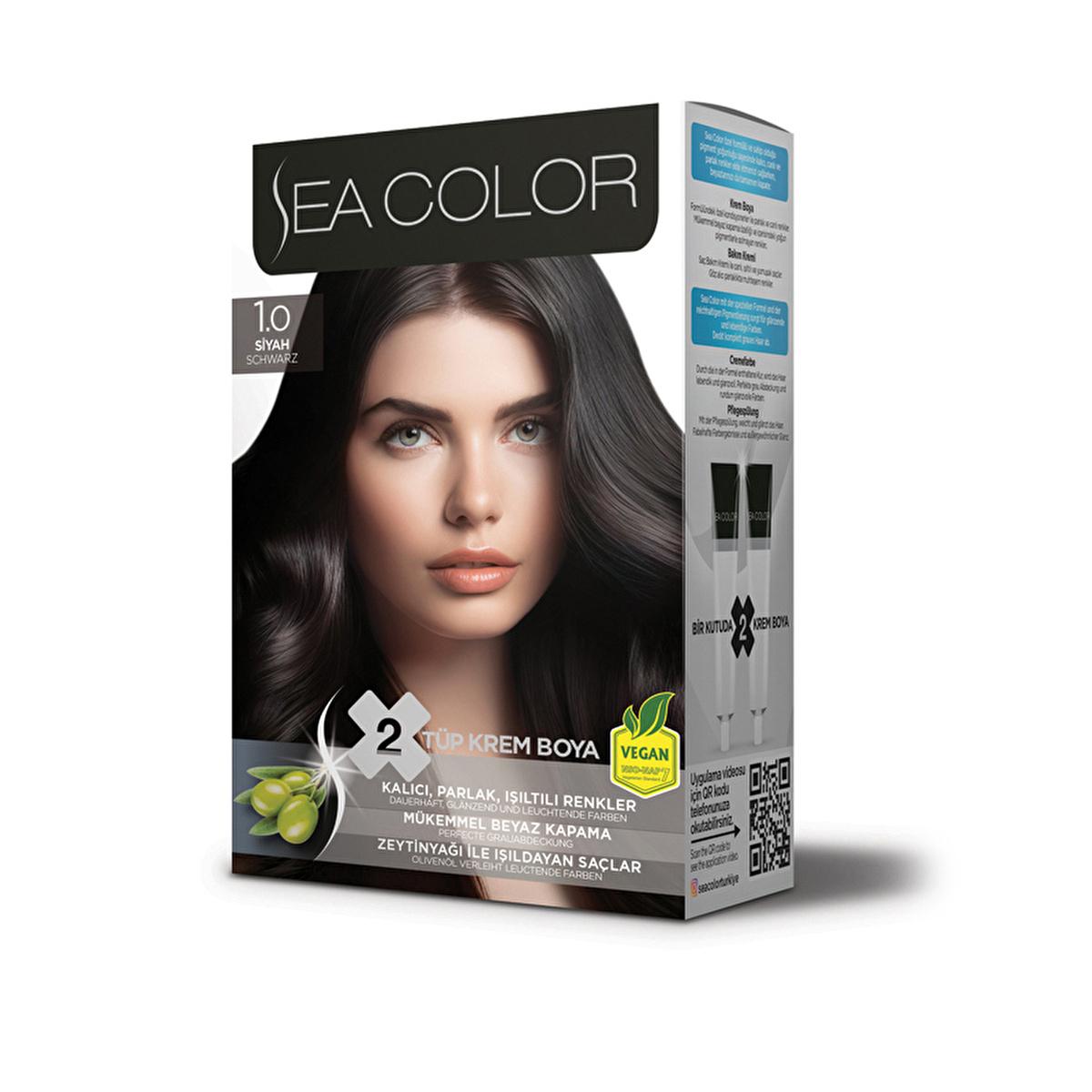 Sea Color Set - Permanent Hair Dye with Olive Oil for Vibrant Color - 100% Grey Hair Coverage Beauty Care Bag