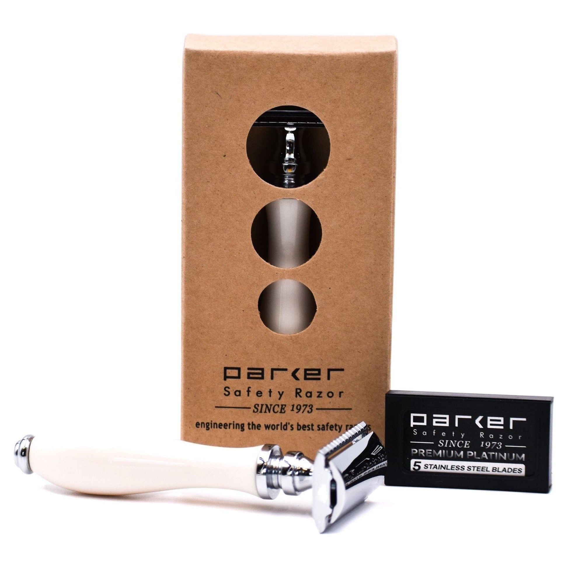 Parker 111W White Resin Handle Safety Razor Pasteur Pharmacy