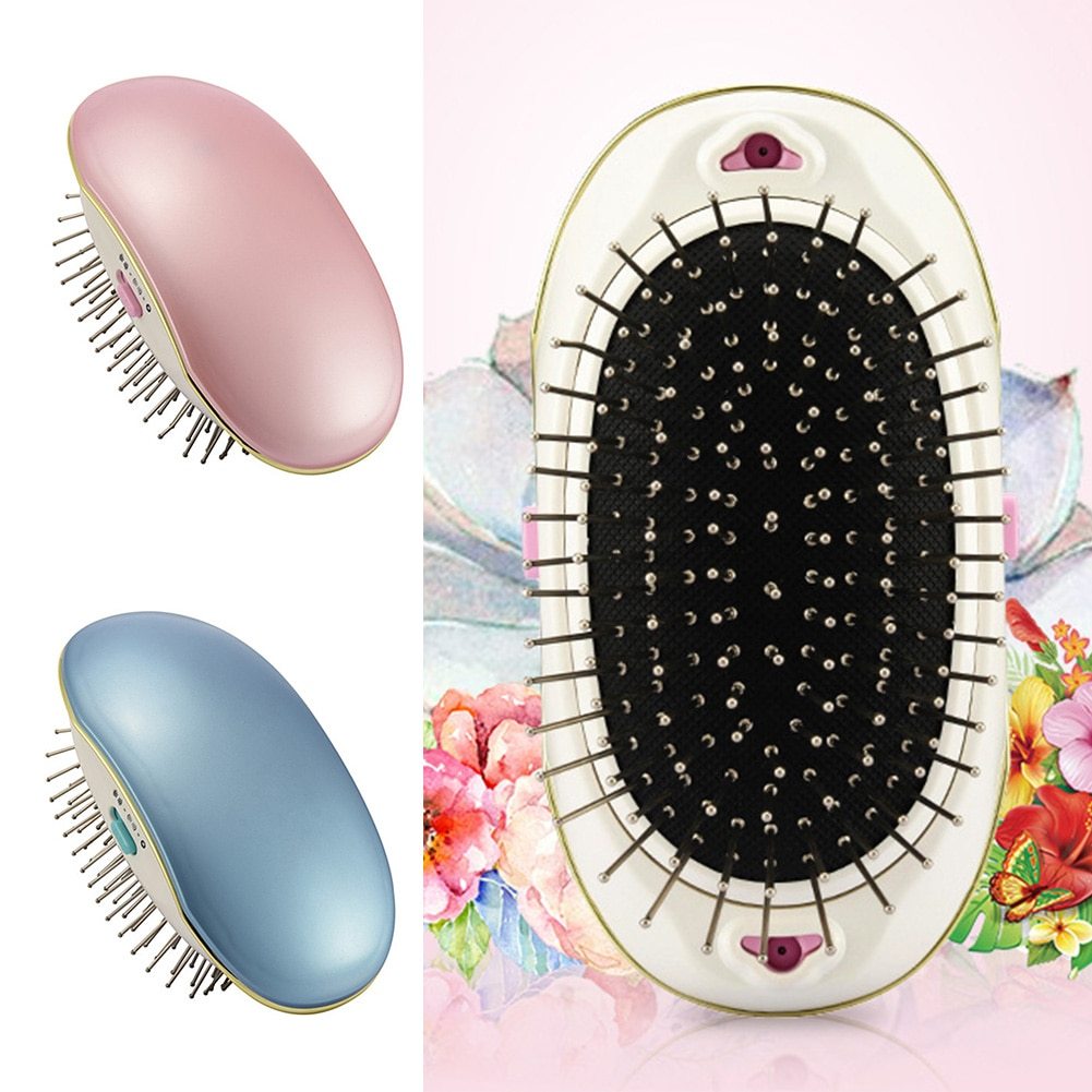 Portable negative ion anti-static straight hair vibration massage comb straight hair comb hair straightener hair comb dry battery FLIPSTYLEZLLC