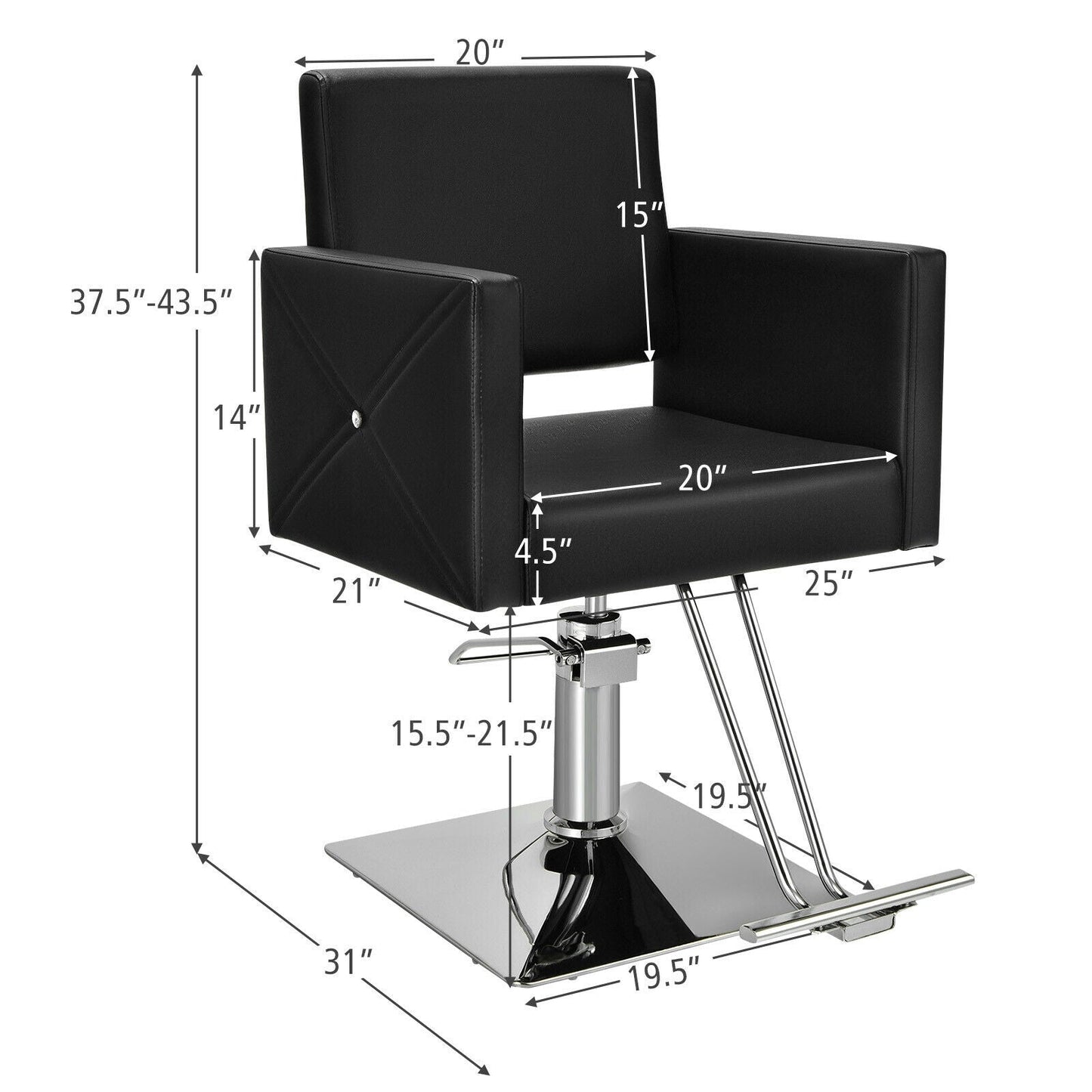 Salon Chair for Hair Stylist with Adjustable Swivel Hydraulic-Black DirectDeals