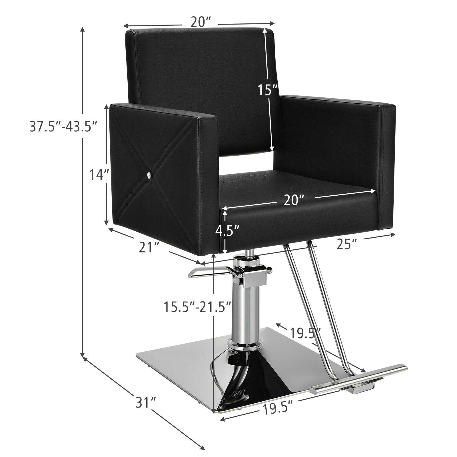 Salon Chair for Hair Stylist with Adjustable Swivel Hydraulic-Black DirectDeals