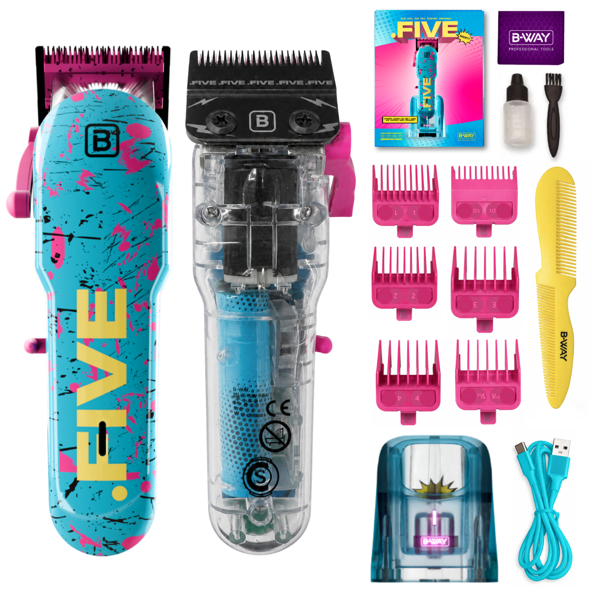 B‑WAY New Five Clipper & DOT1 Trimmer – 2‑Piece Barber Set RT-Way USA