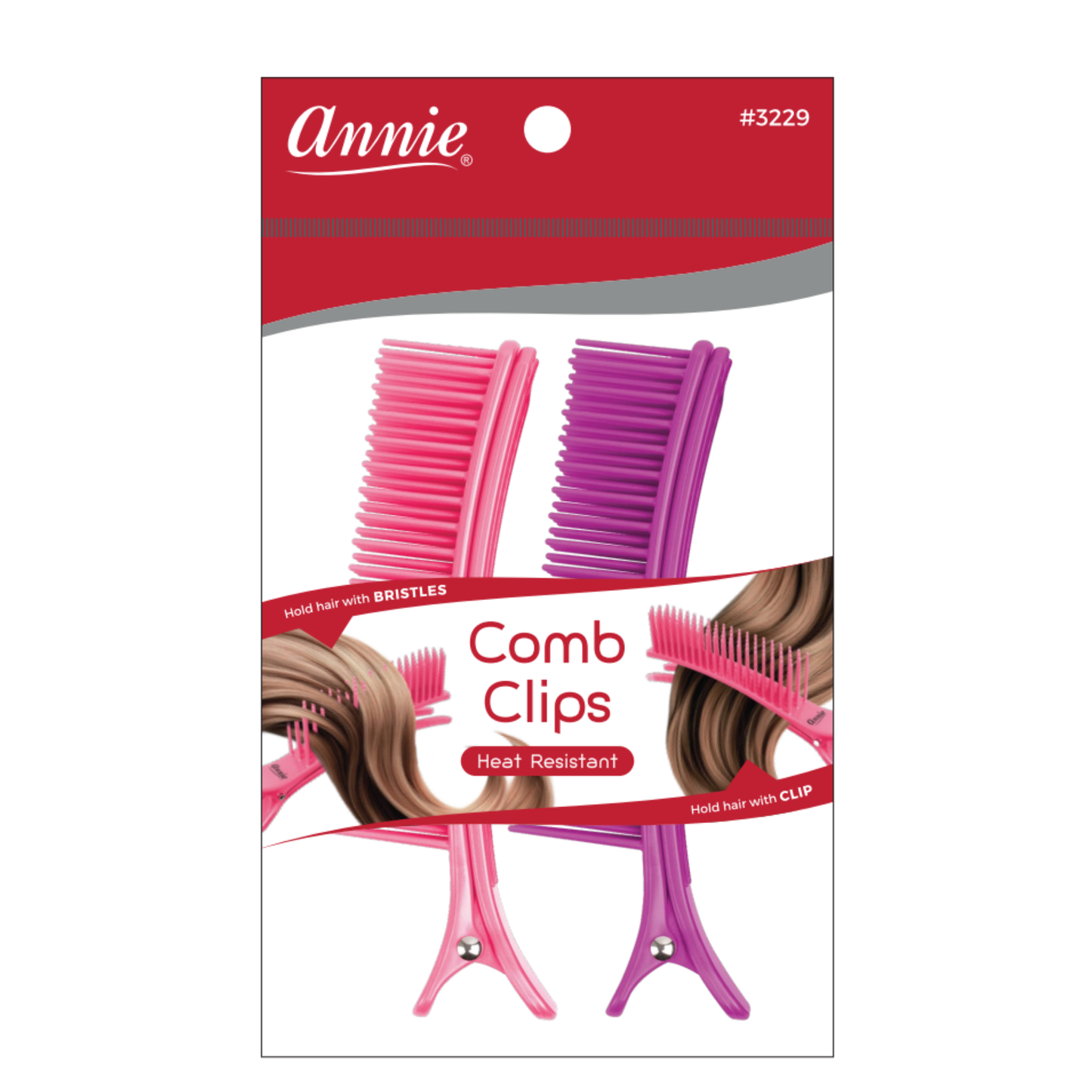 Annie Sectioning Comb Grip Clip, 2 Count, Pink & Purple Annie International, Inc.