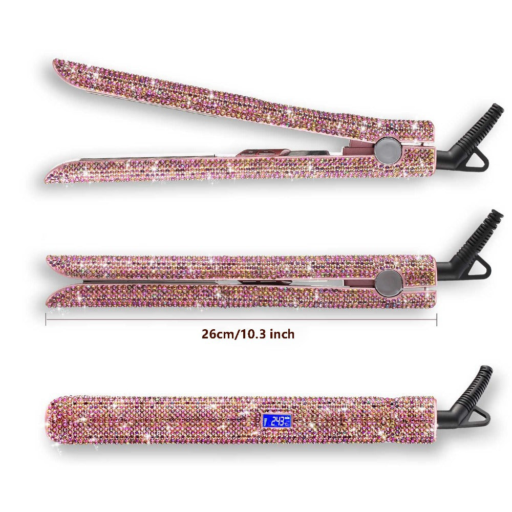 Professional Glitter Hair Flat Iron Titanium Plate Diamond Hair Straightener Crystal Hair Styling Hot Tools Elyvora LLC