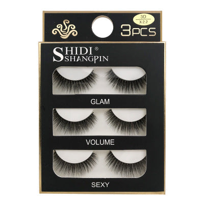 3D mink eyelashes 3 pairs of natural fiber long false eyelashes Elyvora LLC
