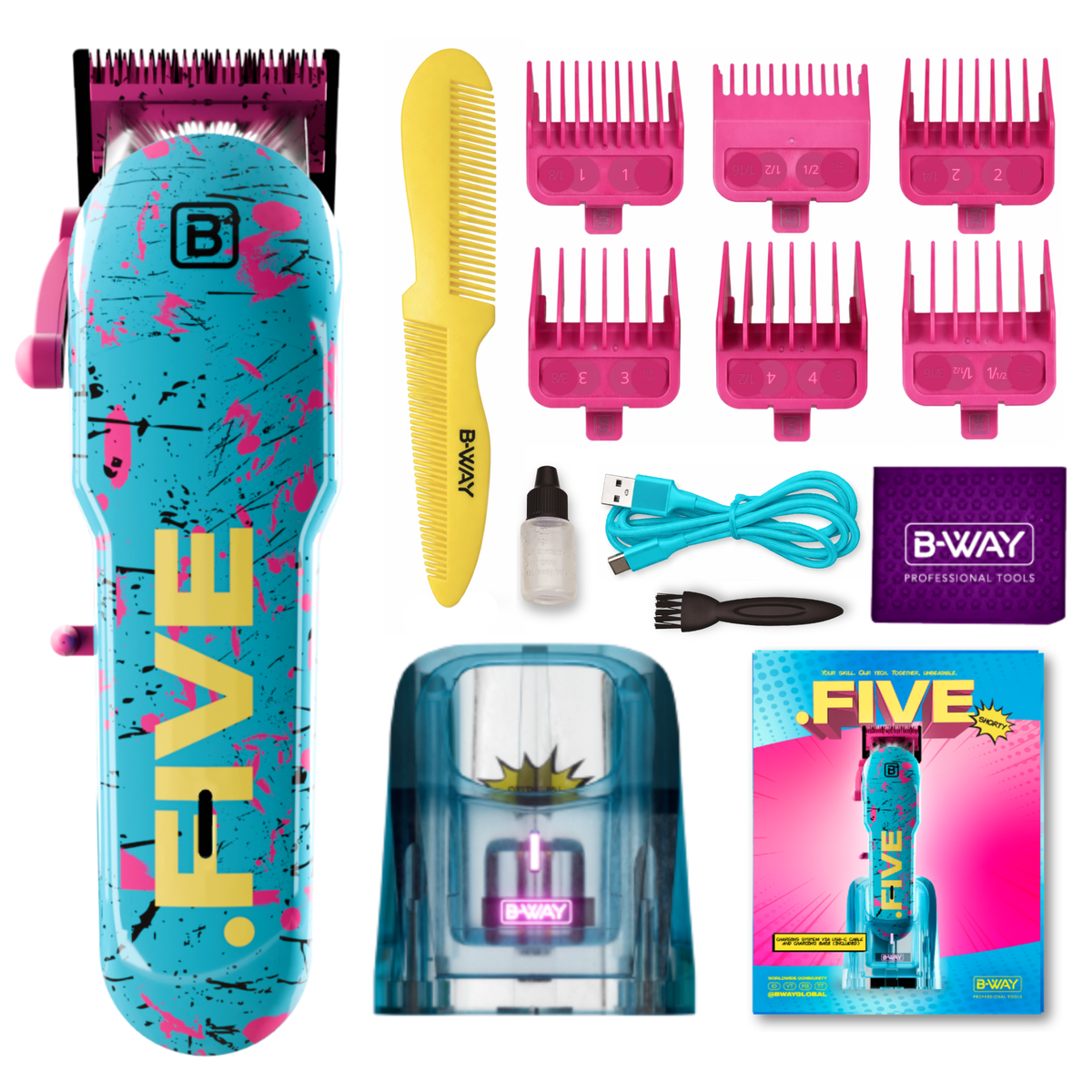 B-WAY NEW FIVE Professional Cordless Clipper – 8,100 RPM RT-Way USA