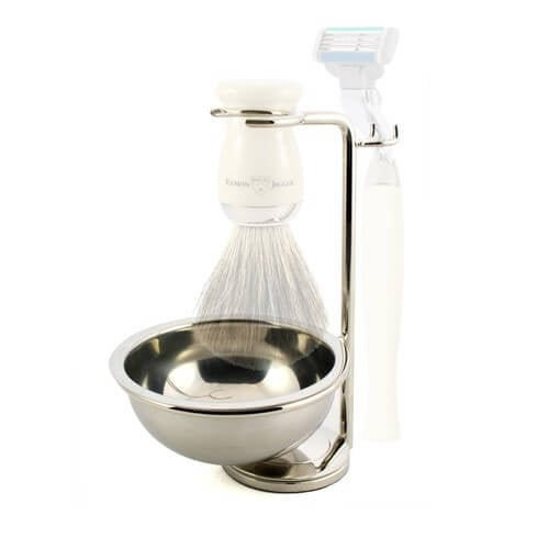 Edwin Jagger Nickel-Plated Shaving Brush and Razor Stand RHM8B Pasteur Pharmacy