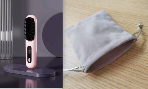 2 In 1 Straight Hair Comb Wireless Hair Straightener Brush Hair Fast Heating Portable Hot Curler USB Charging Elyvora LLC