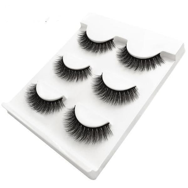 3D mink eyelashes 3 pairs of natural fiber long false eyelashes Elyvora LLC