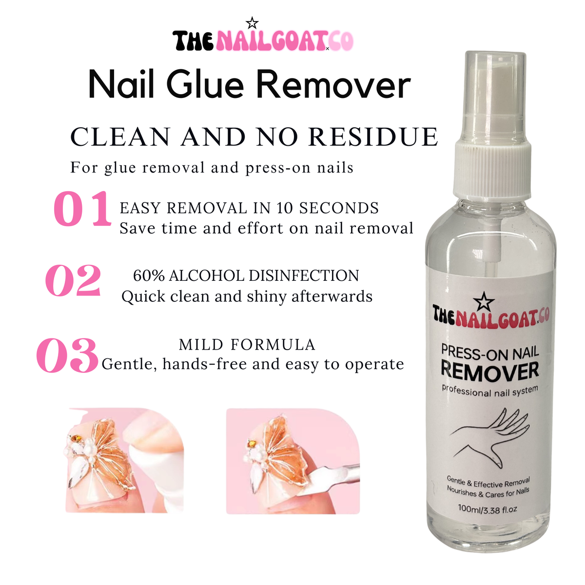 Press-On Nail Removal Spray TheNailGoat.Co