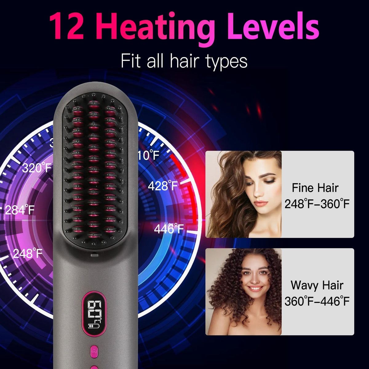 Cordless Hair Straightener Brush Gamba Beauty