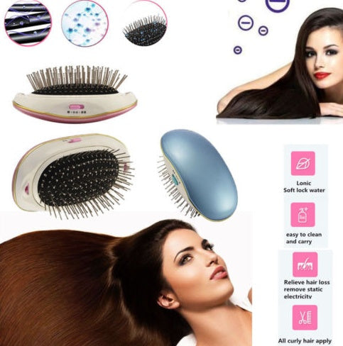 Portable negative ion anti-static straight hair vibration massage comb straight hair comb hair straightener hair comb dry battery FLIPSTYLEZLLC