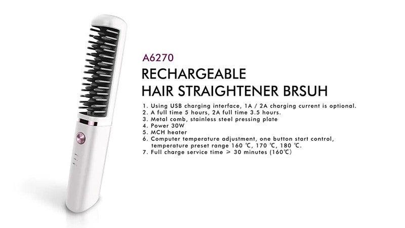 Hair Straightener Hot Rechargeable Heat Hair Straightener Elyvora LLC