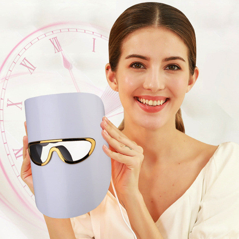 LED Beauty Mask Three Color Photon Rejuvenation Device Rechargeable The Make-up Corner