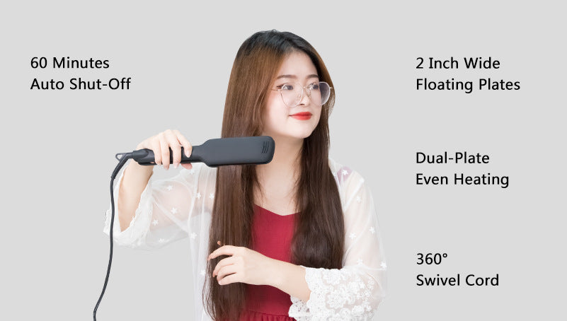 Cross-Border Exclusively For Lcd Display Infrared Hair Care Straightener Black Wide Plate Hair Straightener Elyvora LLC