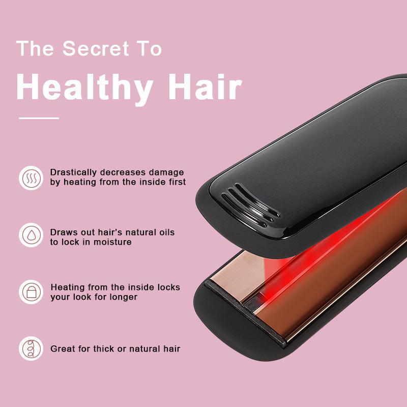 Cross-Border Exclusively For Lcd Display Infrared Hair Care Straightener Black Wide Plate Hair Straightener Elyvora LLC