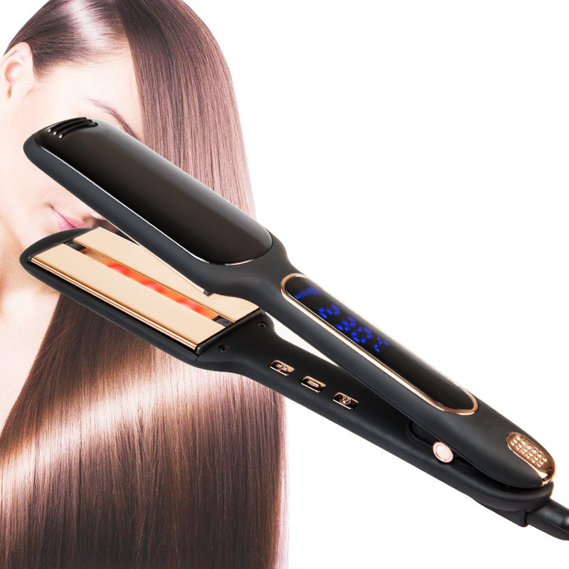 Cross-Border Exclusively For Lcd Display Infrared Hair Care Straightener Black Wide Plate Hair Straightener Elyvora LLC
