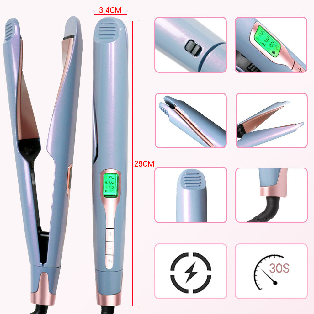 New 2 In 1 Flat Iron Curler Twist Professional Dual Voltage Titanium Tourmaline Ionic Ceramic Hair Straightener Elyvora LLC