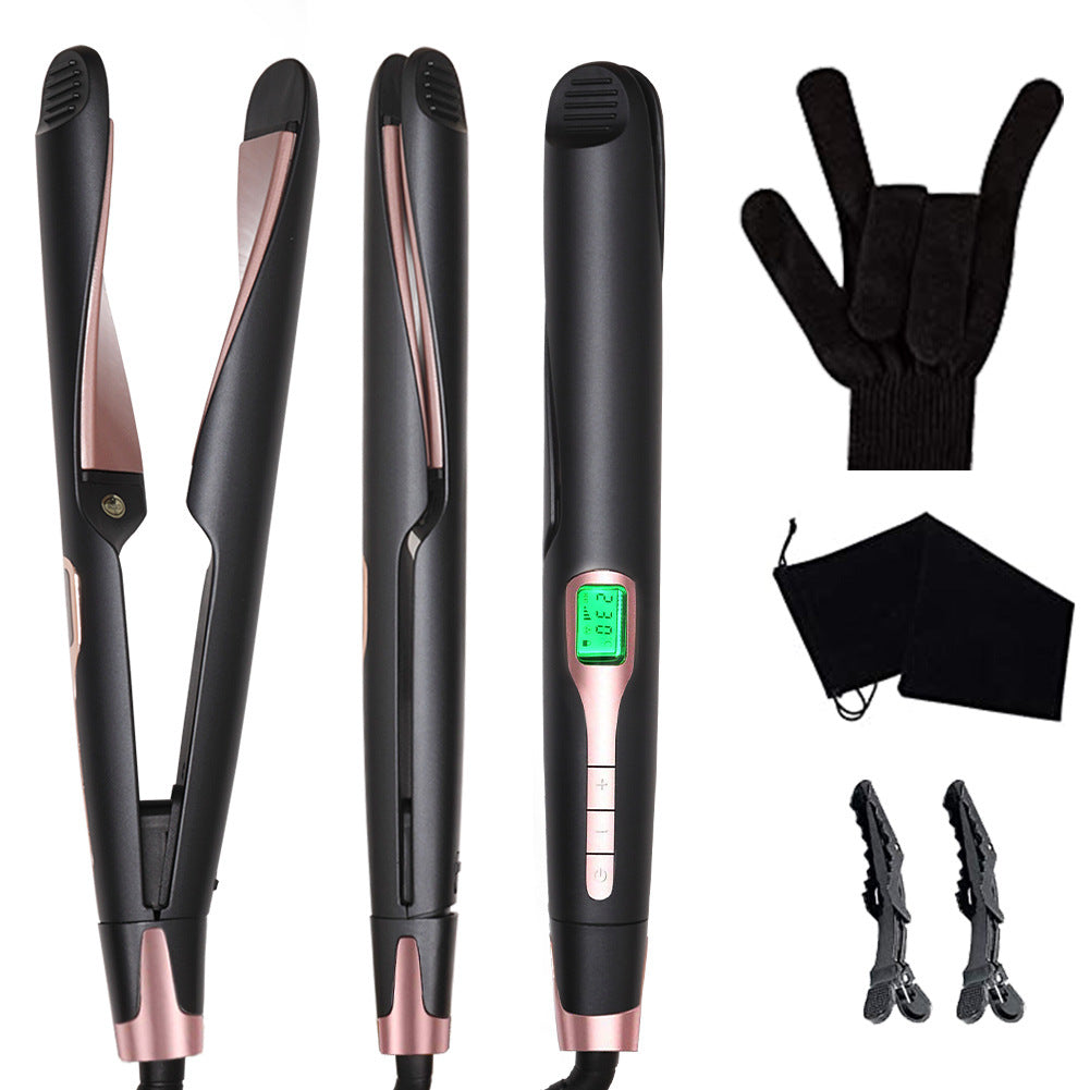 New 2 In 1 Flat Iron Curler Twist Professional Dual Voltage Titanium Tourmaline Ionic Ceramic Hair Straightener Elyvora LLC