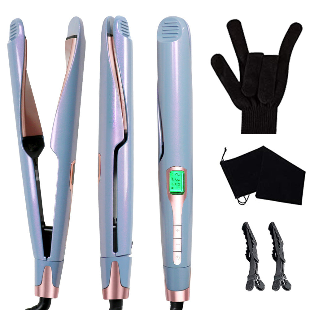 New 2 In 1 Flat Iron Curler Twist Professional Dual Voltage Titanium Tourmaline Ionic Ceramic Hair Straightener Elyvora LLC