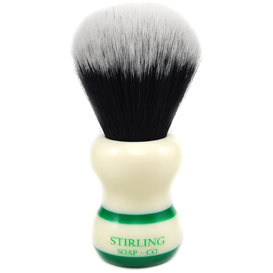 Stirling Soap Co. Synthetic 2-Band Green Stripe Handle Shaving Brush Pasteur Pharmacy