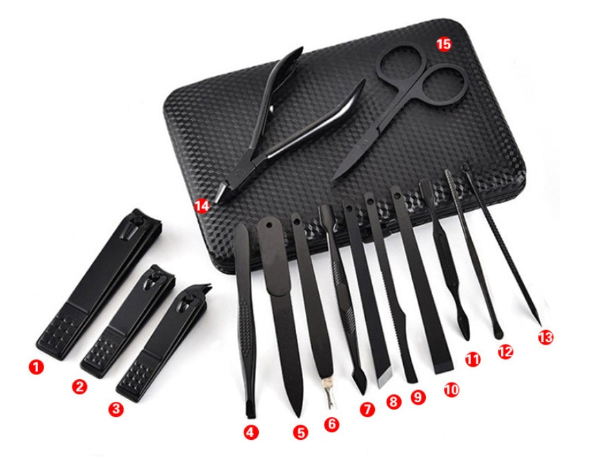 The factory Manicure black black stainless steel repair beauty set 15 nail clippers high-end household scissors Noventix