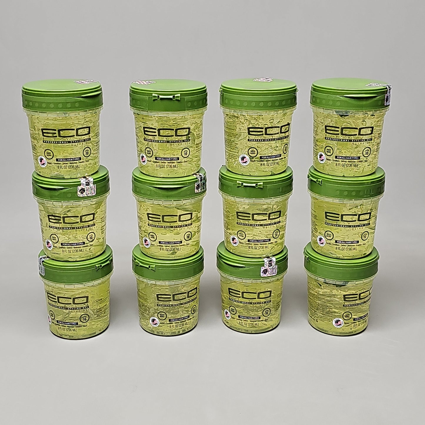 ZA@ ECO STYLE (12 PACK) Professional Styling Gel Olive Oil All Hair Types 8 fl oz BB 12/24 D PayWut