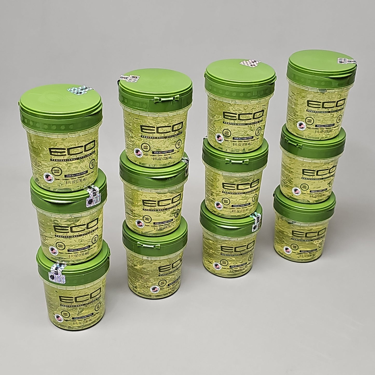 ZA@ ECO STYLE (12 PACK) Professional Styling Gel Olive Oil All Hair Types 8 fl oz BB 12/24 D PayWut