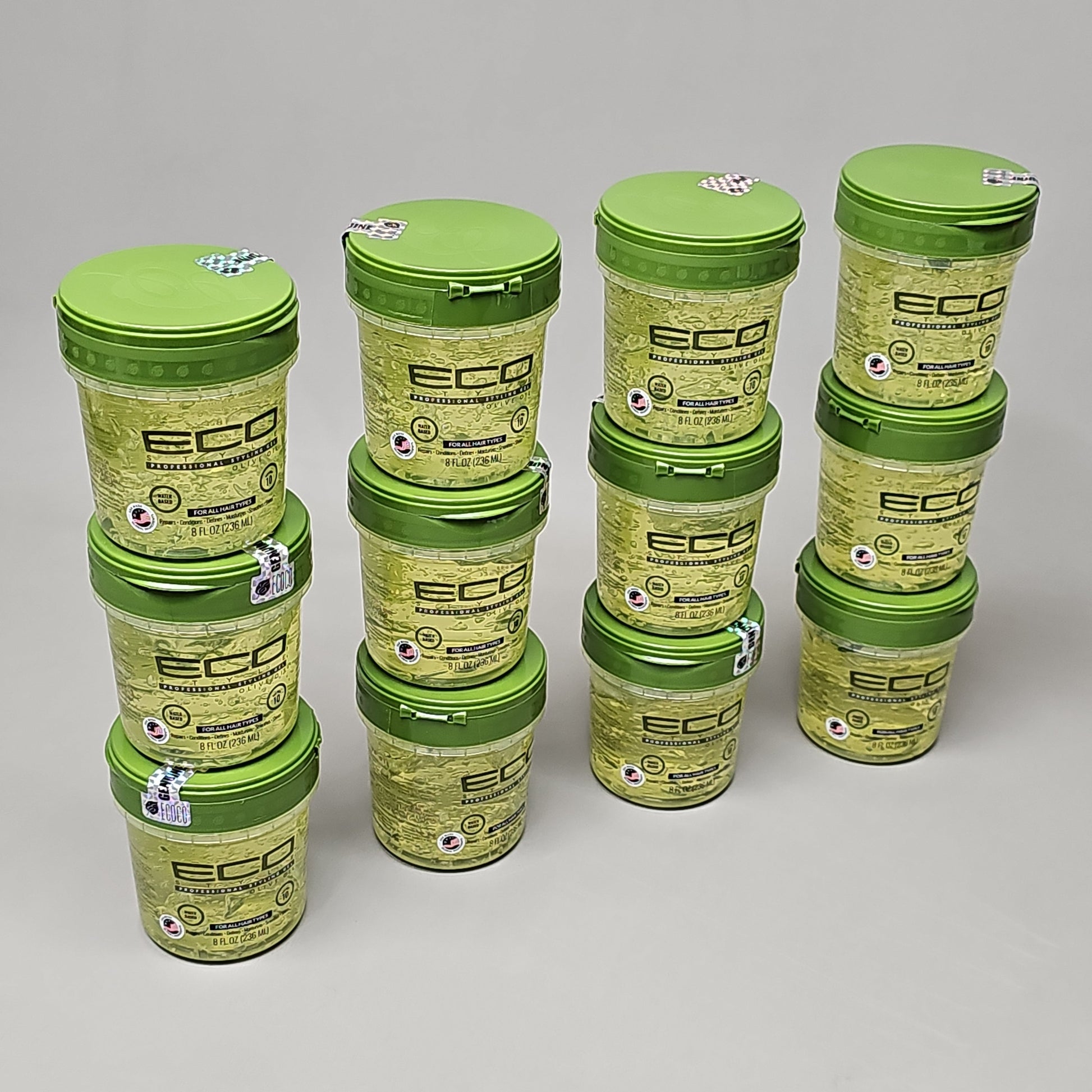 ZA@ ECO STYLE (12 PACK) Professional Styling Gel Olive Oil All Hair Types 8 fl oz BB 12/24 D PayWut