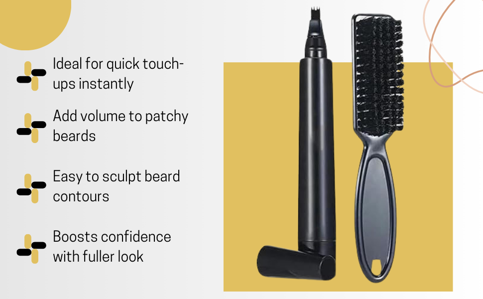 Beard Filler Pen and Beard Shaper for Men Beard Lineup Tool for Grooming Beard Guide Shape kit Black Waterproof Pen with Brush Barber Styling Pencil Beard Grooming Kit Barber Accessories Selzalot