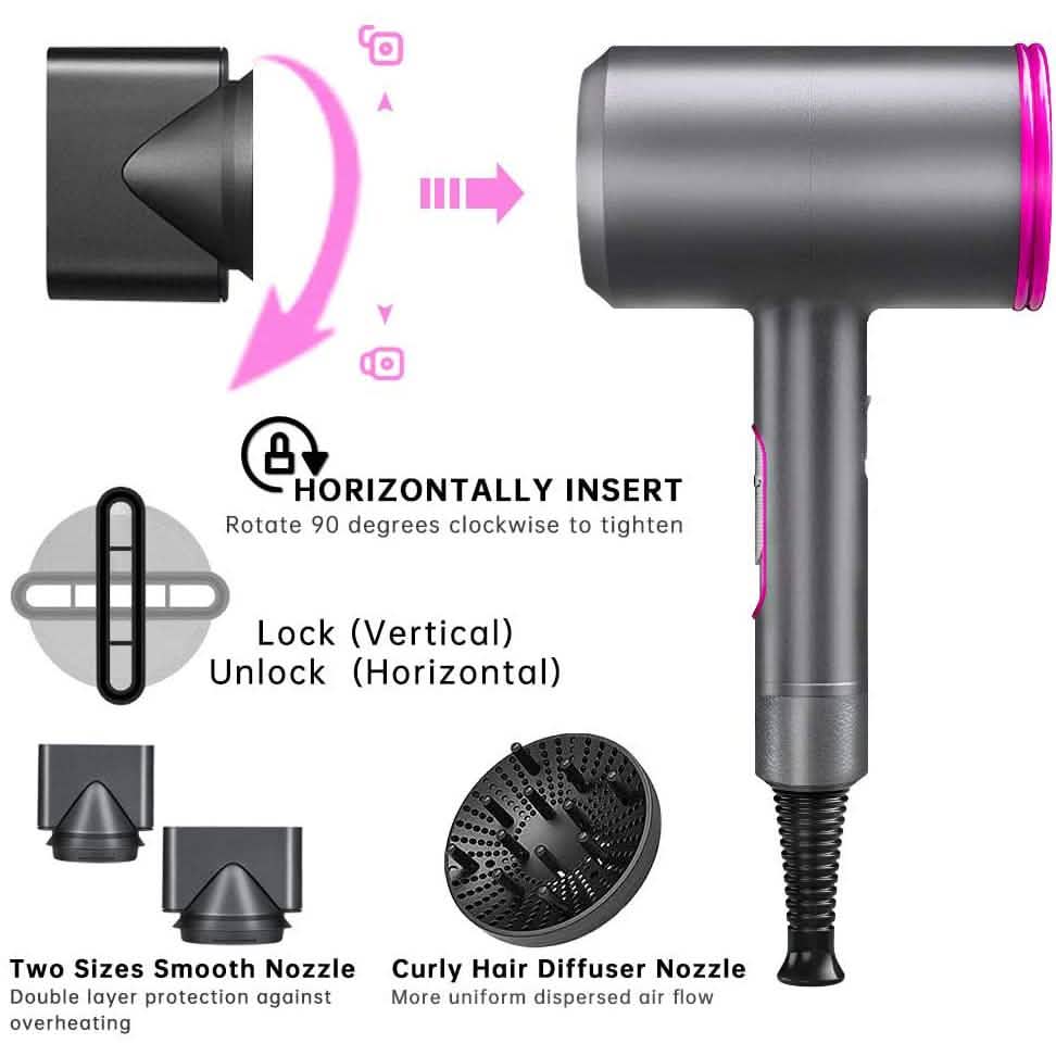 1800W Professional Hair Dryer with Diffuser Ionic Conditioning DailySale
