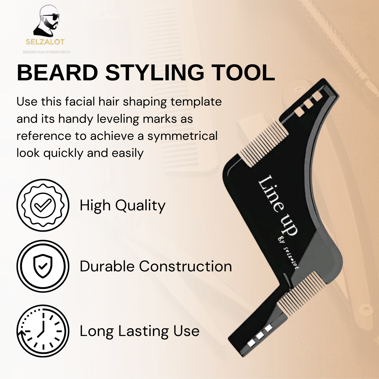 Black Beard Shaper for Men Beard Lineup Tool for Grooming Beard Guide Shaping Tool for Straight & Curve Cut Barber Tools Goatee Shaper Beard Template for Men to Style Facial Hair Selzalot