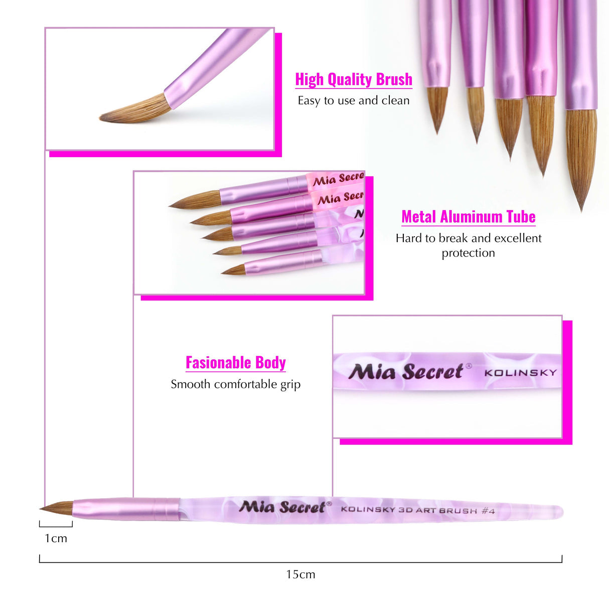 3D Kolinsky Nail Brush - #6 Lunali Nail Supply
