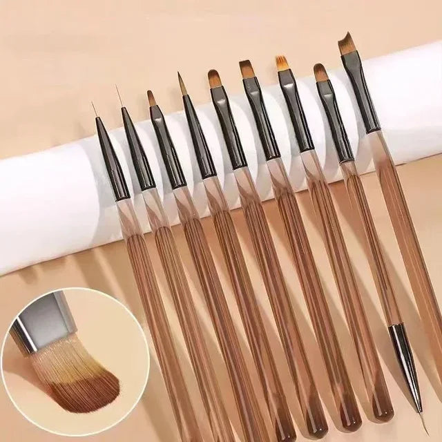 9PCS UV Gel Nail Brush Liner DIY Painting Pen Manicure Acrylic Drawing Brush for Nail Art Design Nails Tip Display Painting Tool American Smart