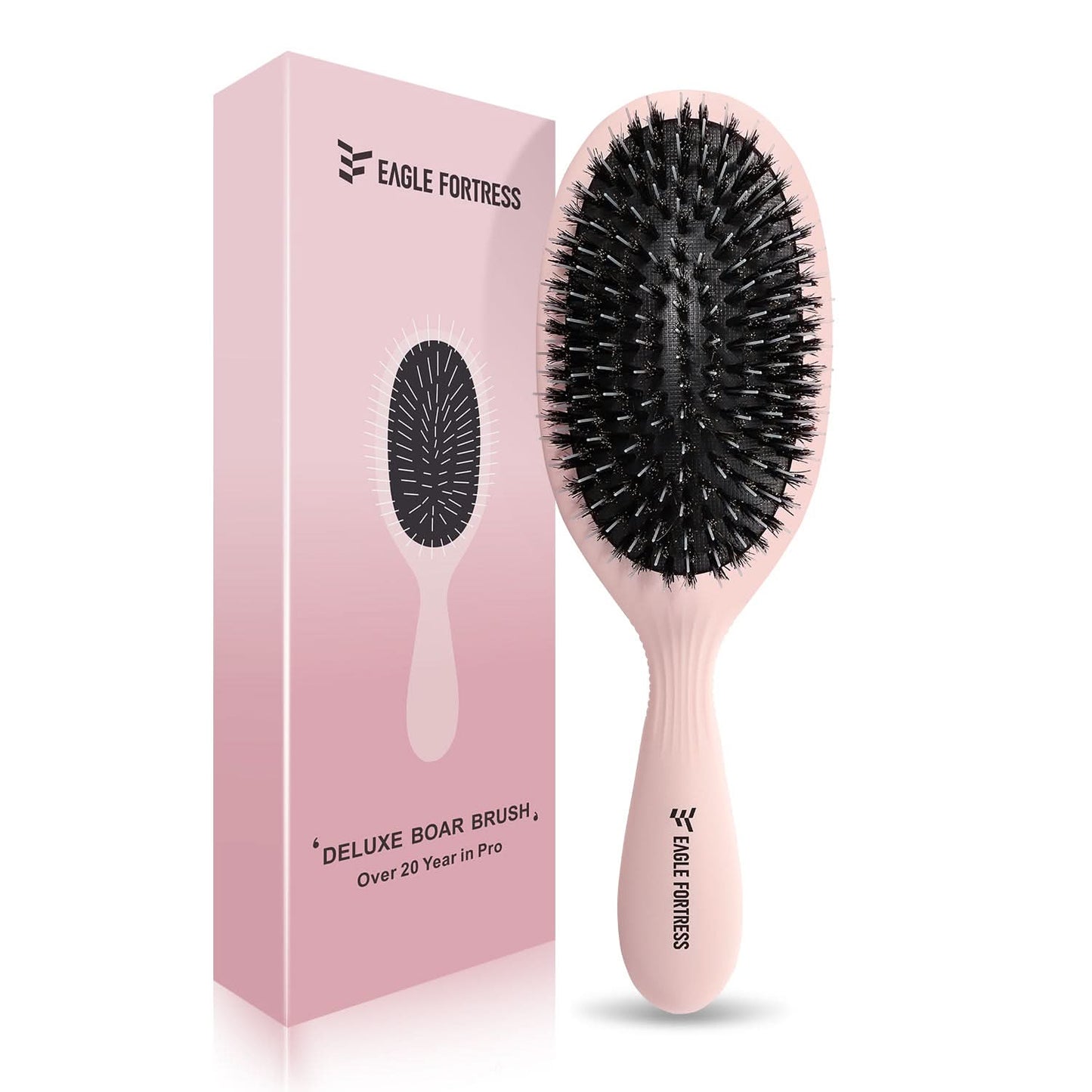 Eagle Fortress Deluxe Boar Bristle Hair Brush - Pink The Beauty Box