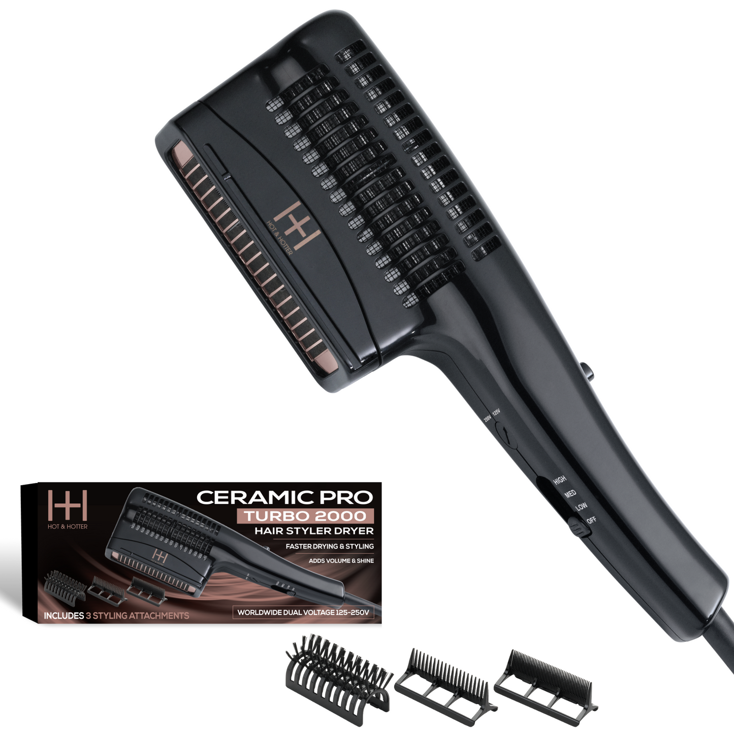Hot & Hotter Ceramic Pro Turbo Hair Styler Dryer, 1 Count, Black Annie International, Inc.