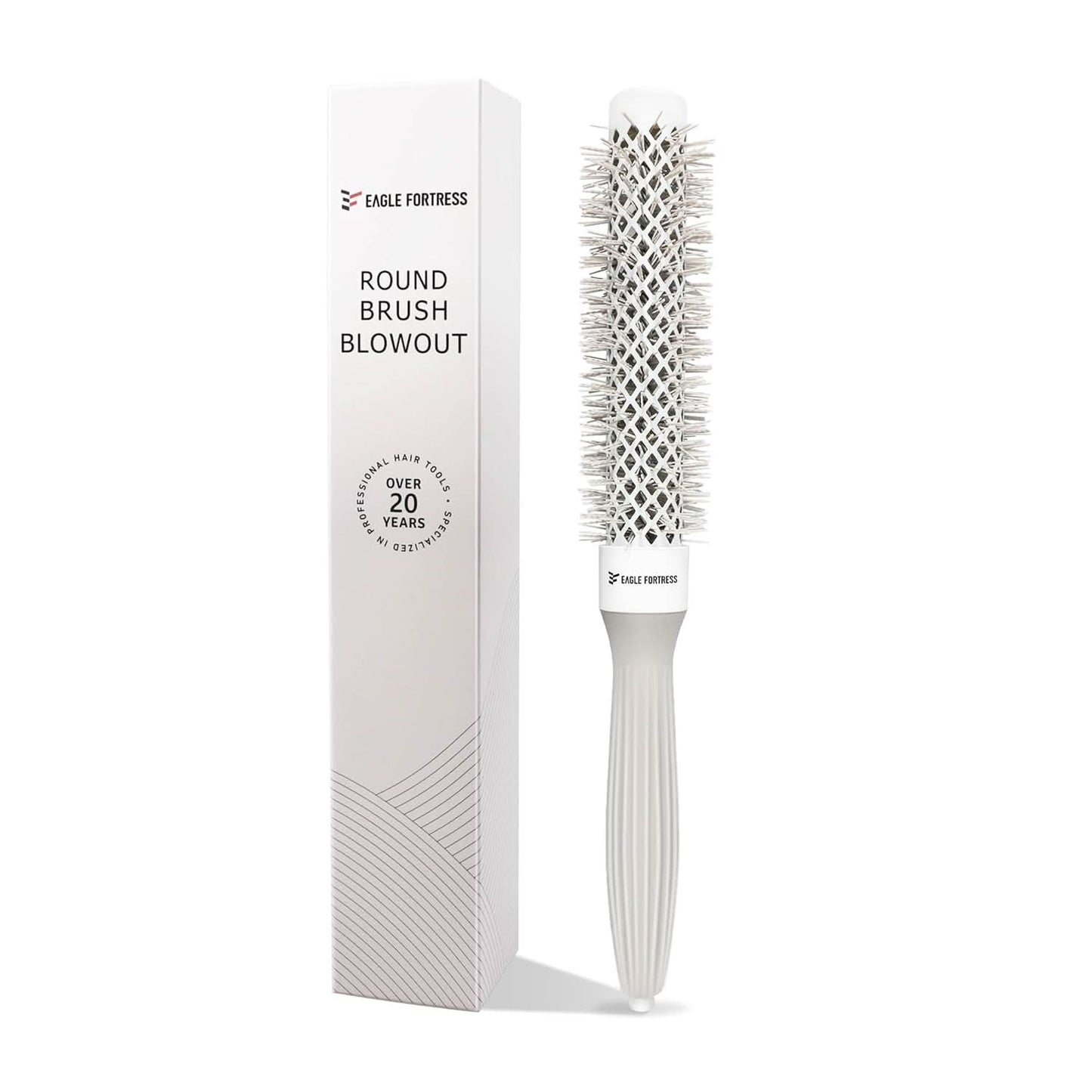 Eagle Fortress XL Ceramic + Ionic Round Hair Brush 1.26 in, Grey The Beauty Box