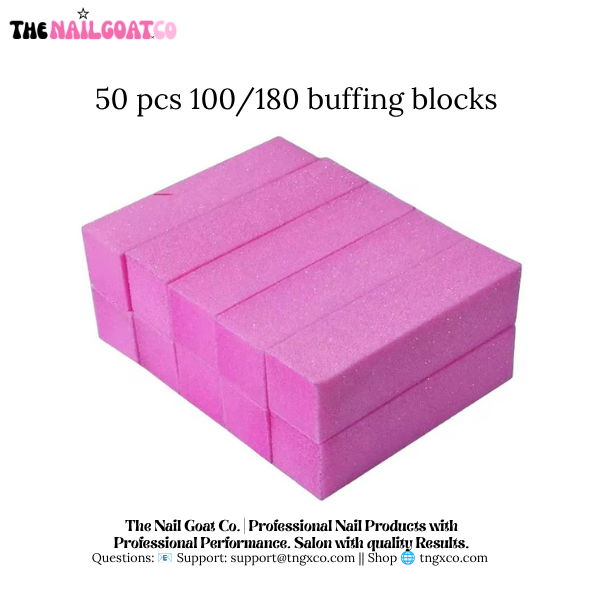 TheNailGoatCo 50 PCS Nail Buffing Blocks, 100/180 Grit Manicure & Pedicure Tools for Nail Care TheNailGoat.Co