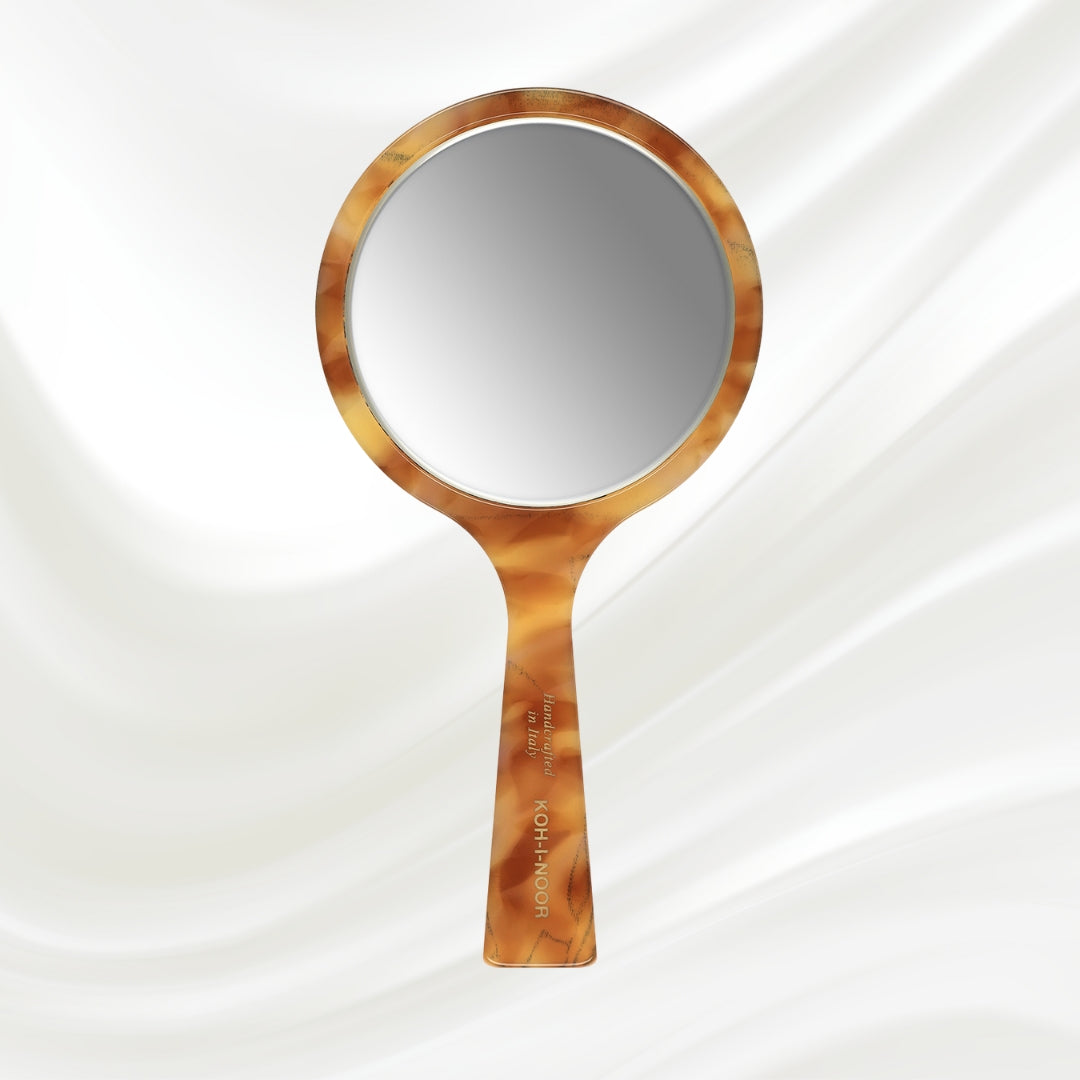 Luxury Hand Mirror - Honey Yellow | German Glass & Cellulose Acetate KOH-I-NOOR Beauty USA