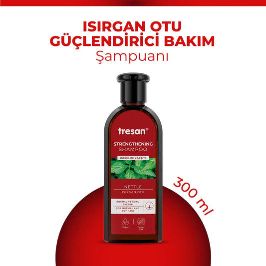 Tresan Nourishing Shampoo with Nettle Extract - 10.14 fl oz - Strengthens Hair, Natural Hair Care Beauty Care Bag