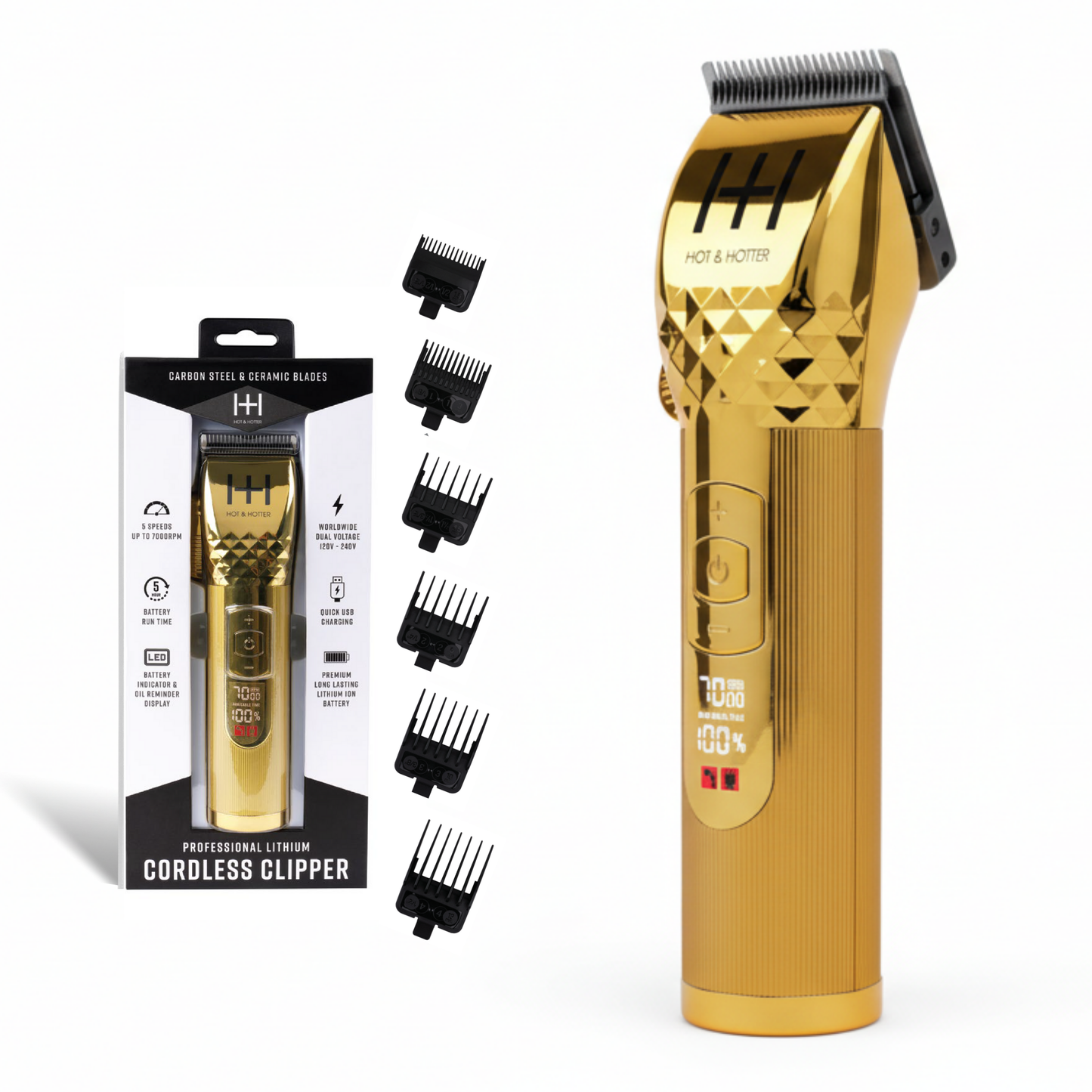 Hot & Hotter Professional Lithium Cordless Clipper, 1 Count, Gold Annie International, Inc.