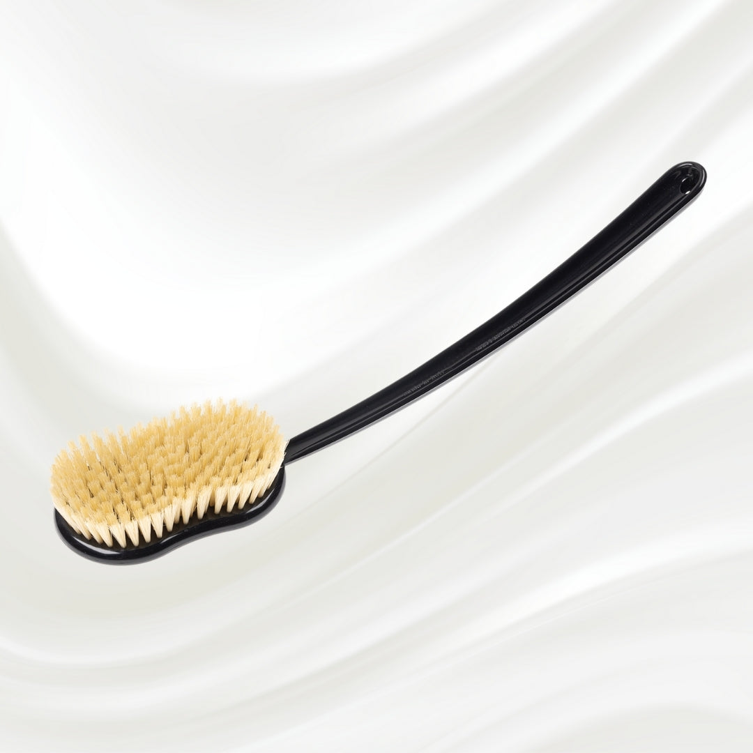 Natural Bristle Shower Back Brush - Long Handle for Full Back Exfoliation (48cm) KOH-I-NOOR Beauty USA