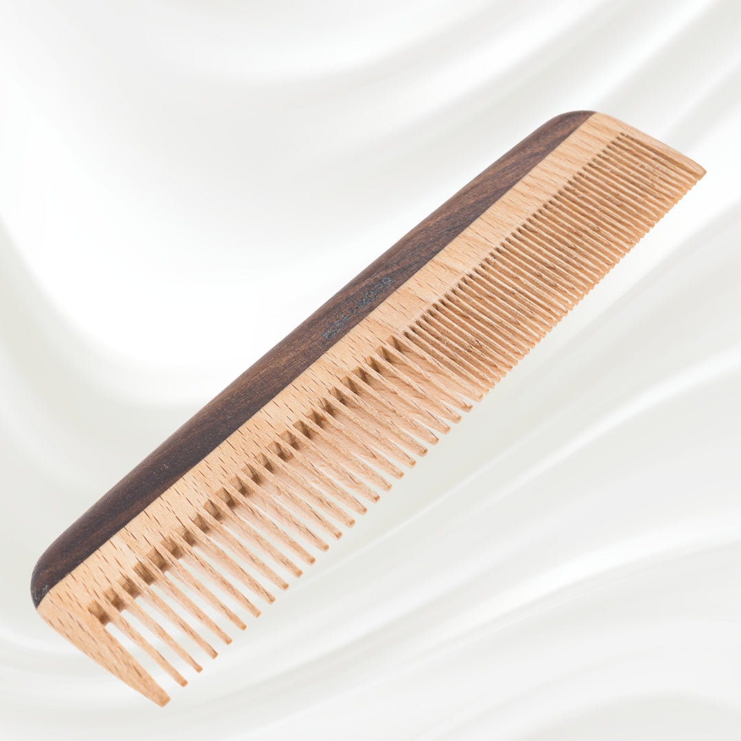 Legno Beech and Kotibe Wood Wide and Close Spread Tooth Comb KOH-I-NOOR Beauty USA
