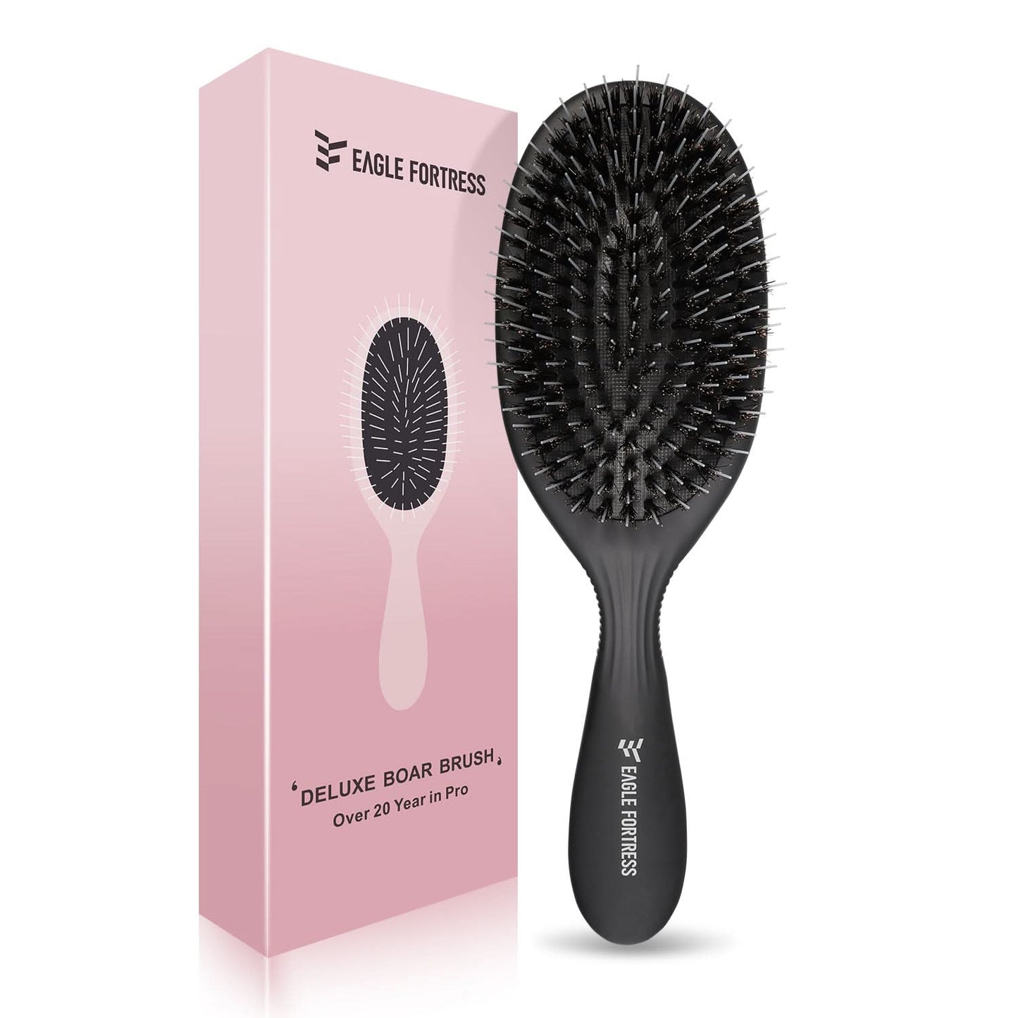 Eagle Fortress Deluxe Boar Bristle Hair Brush - Black The Beauty Box