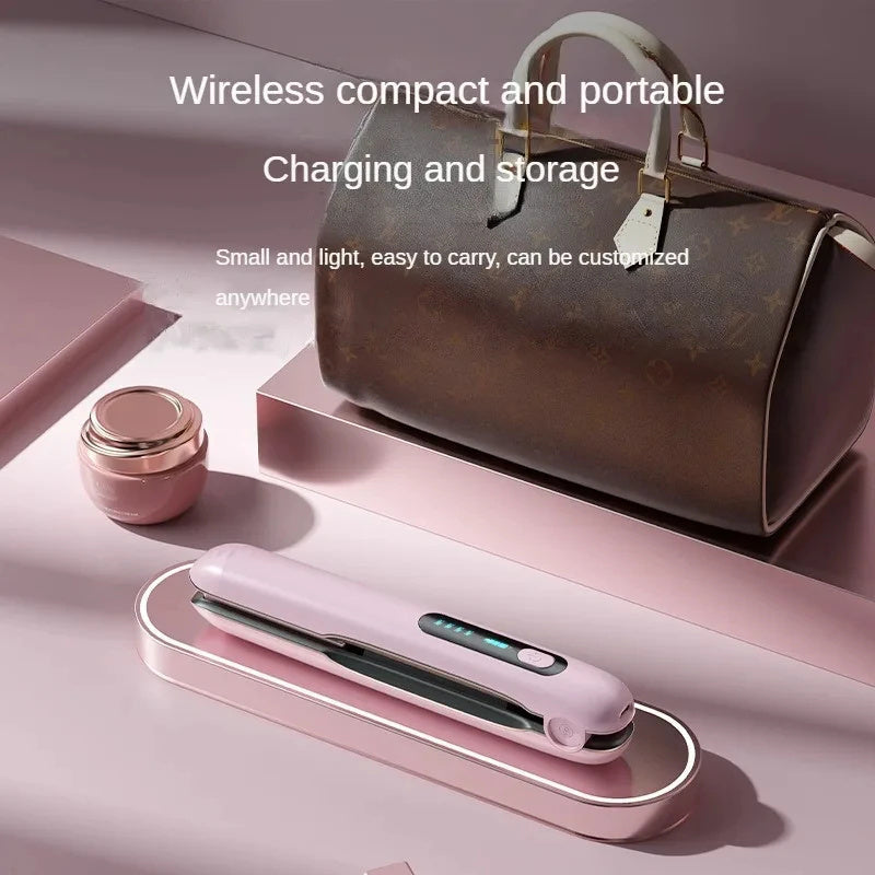 Wireless Hair Straightener Flat Iron Mini 2 IN 1 Roller USB 5000mAh Max 200 Degree Portable Cordless Curler 4 Levels Dry And Wet Uses FLIPSTYLEZLLC