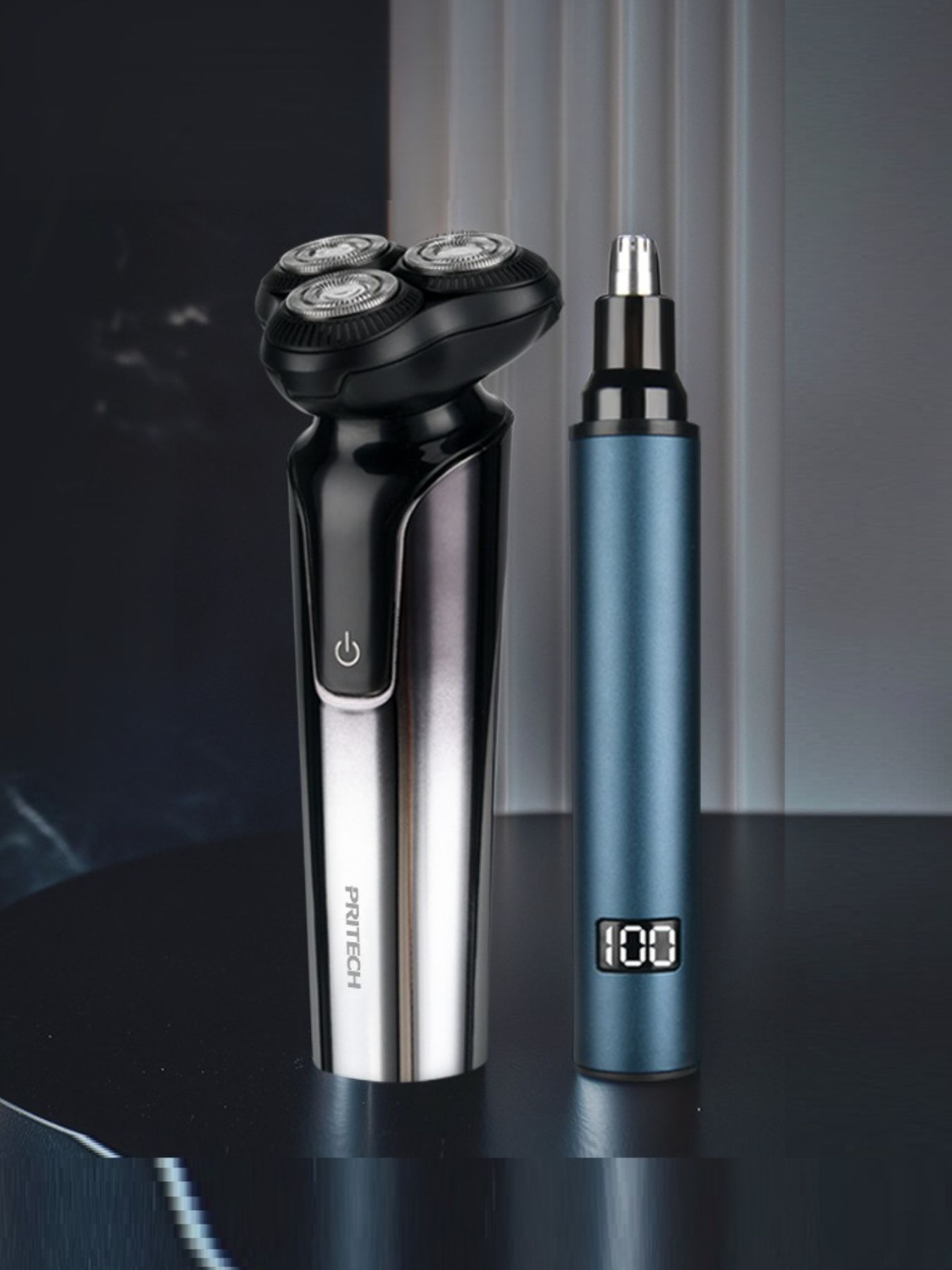 Rotary Rechargeable Electric Shaver and  Nose Hair Trimmer Unique Oils