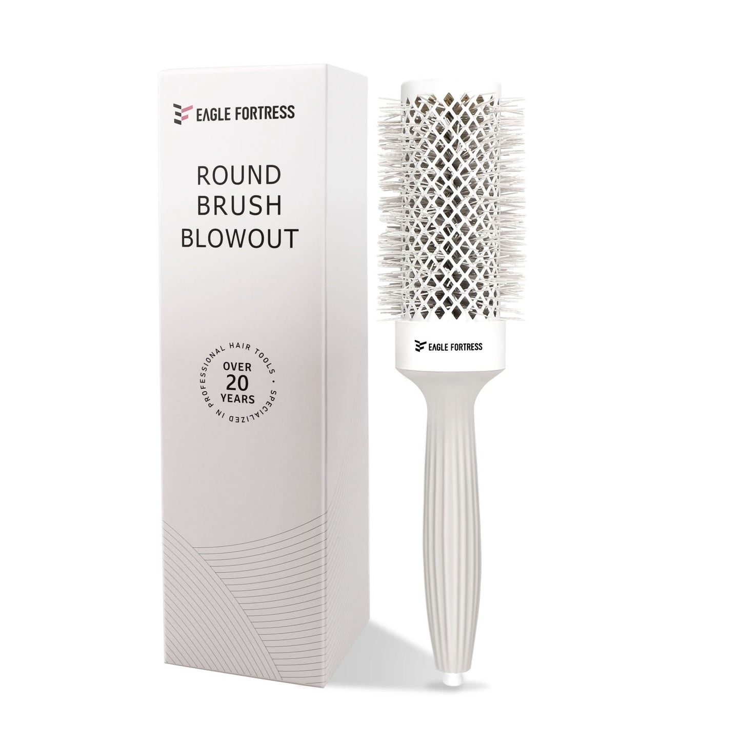 Eagle Fortress XL Ceramic + Ionic Round Hair Brush 1.69 in - Grey The Beauty Box