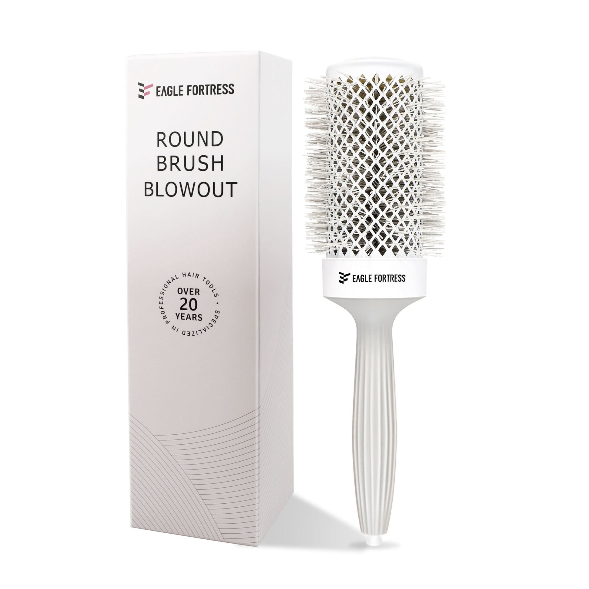 Eagle Fortress XL Ceramic + Ionic Round Hair Brush 2.09 in - Grey The Beauty Box